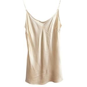 Y2K Vintage FLORES & FLORES | Cream Silk Long line camisole Tank Side vents | 6